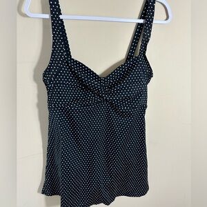 Gabar Romper Bathing Suit vintage 90s black white polka dot swim dress size 14
